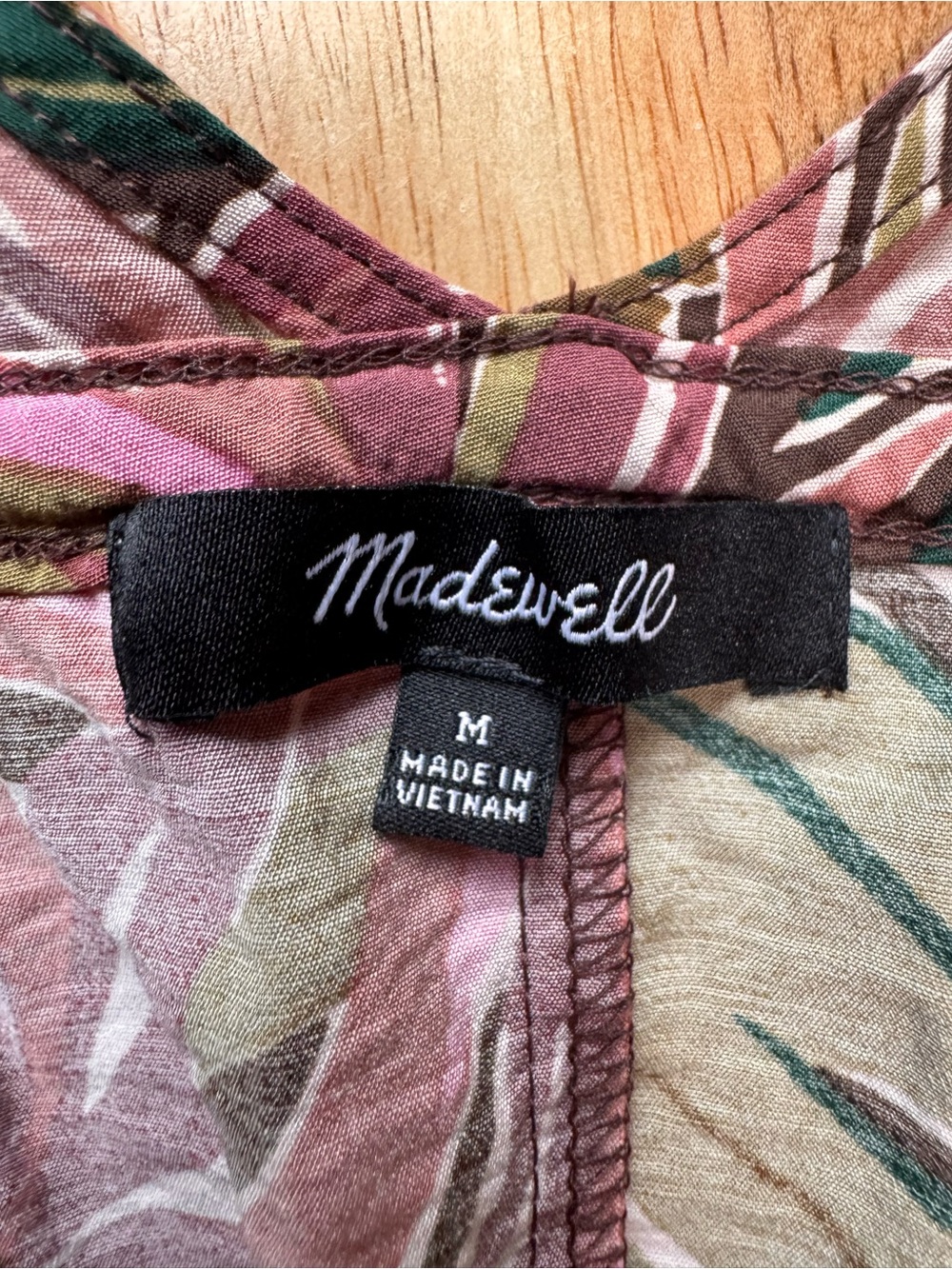 Madewell Pink and Olive Tropical Print Blouse - Picture 3 of 4
